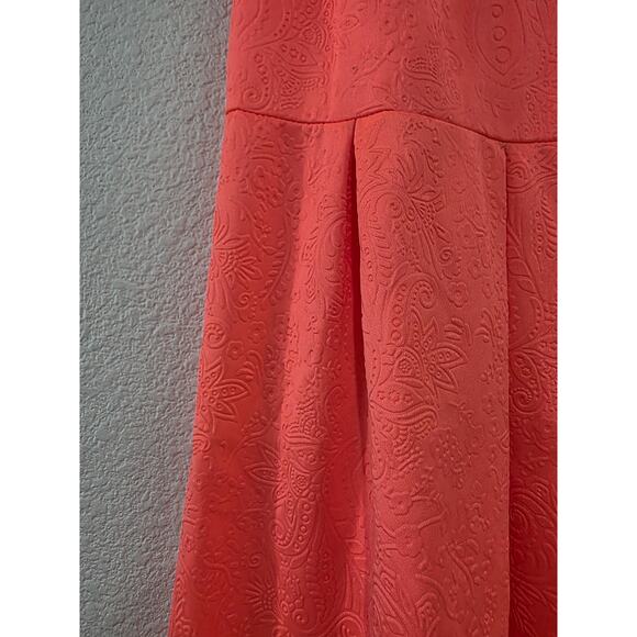 Rouge Collection Coral Sleeveless Fit & Flare Dress 3X Plus Size Embossed - Picture 3 of 6